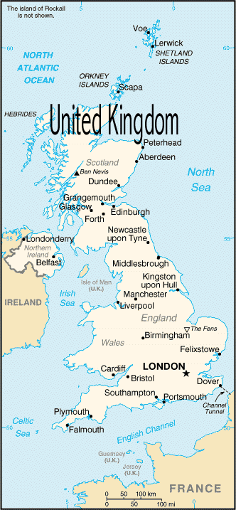 Mapa de United Kingdom - Impresin para una lectura fciling.